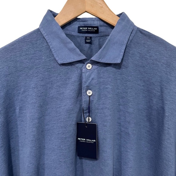 PETER MILLAR Crown Crafted Short Sleeve Polo SZ XXL Blue Pearl NWT Retail $180 - Picture 3 of 8
